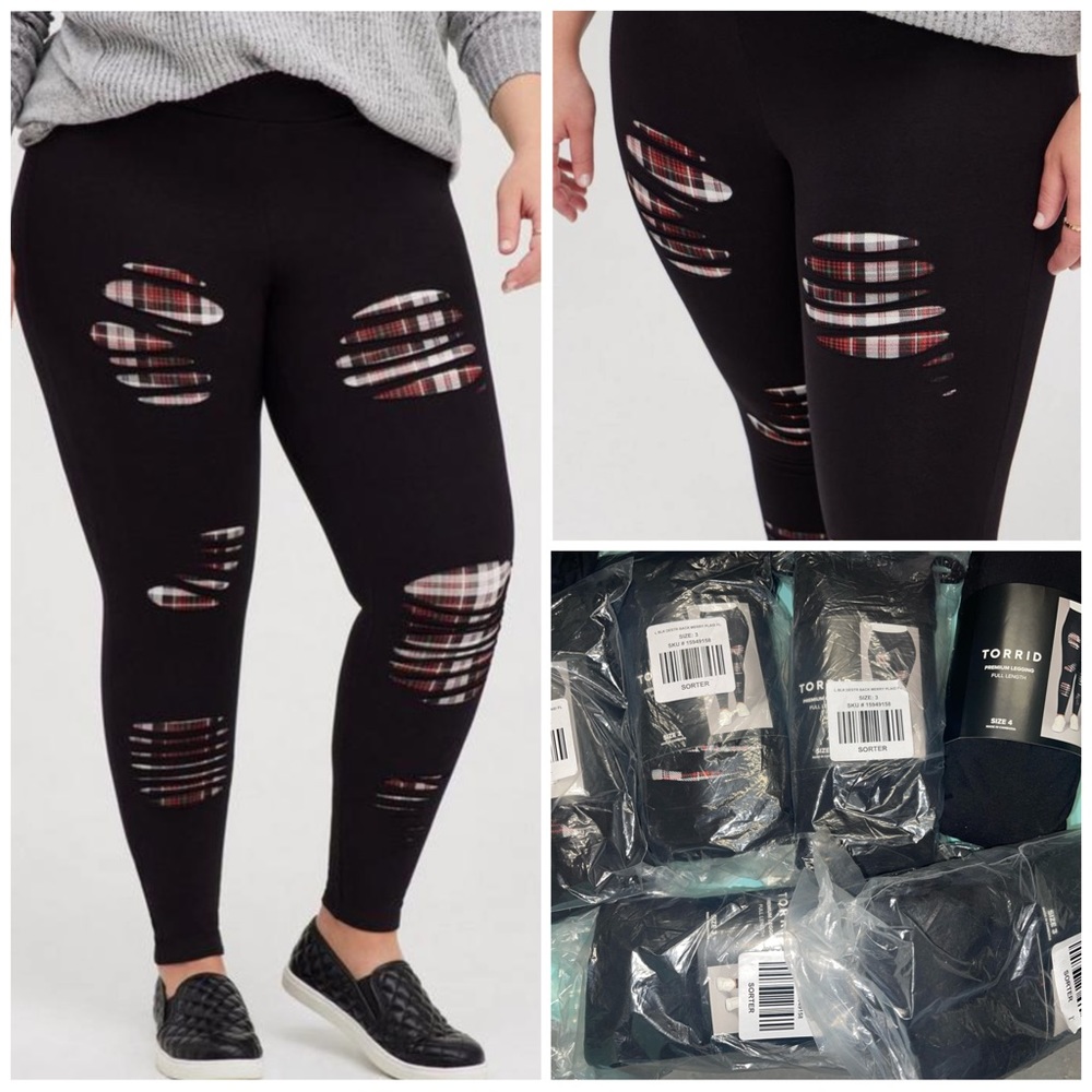 Torrid Merry Plaid Slashed Underlay Leggings